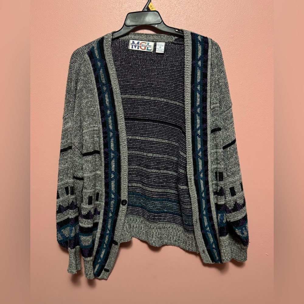 MCM Men's Gray and Blue Sweater
